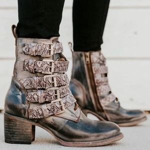 FREEBIRD BY STEVEN CANDICE STONE MULTI CROCO BOOTIES Size 12